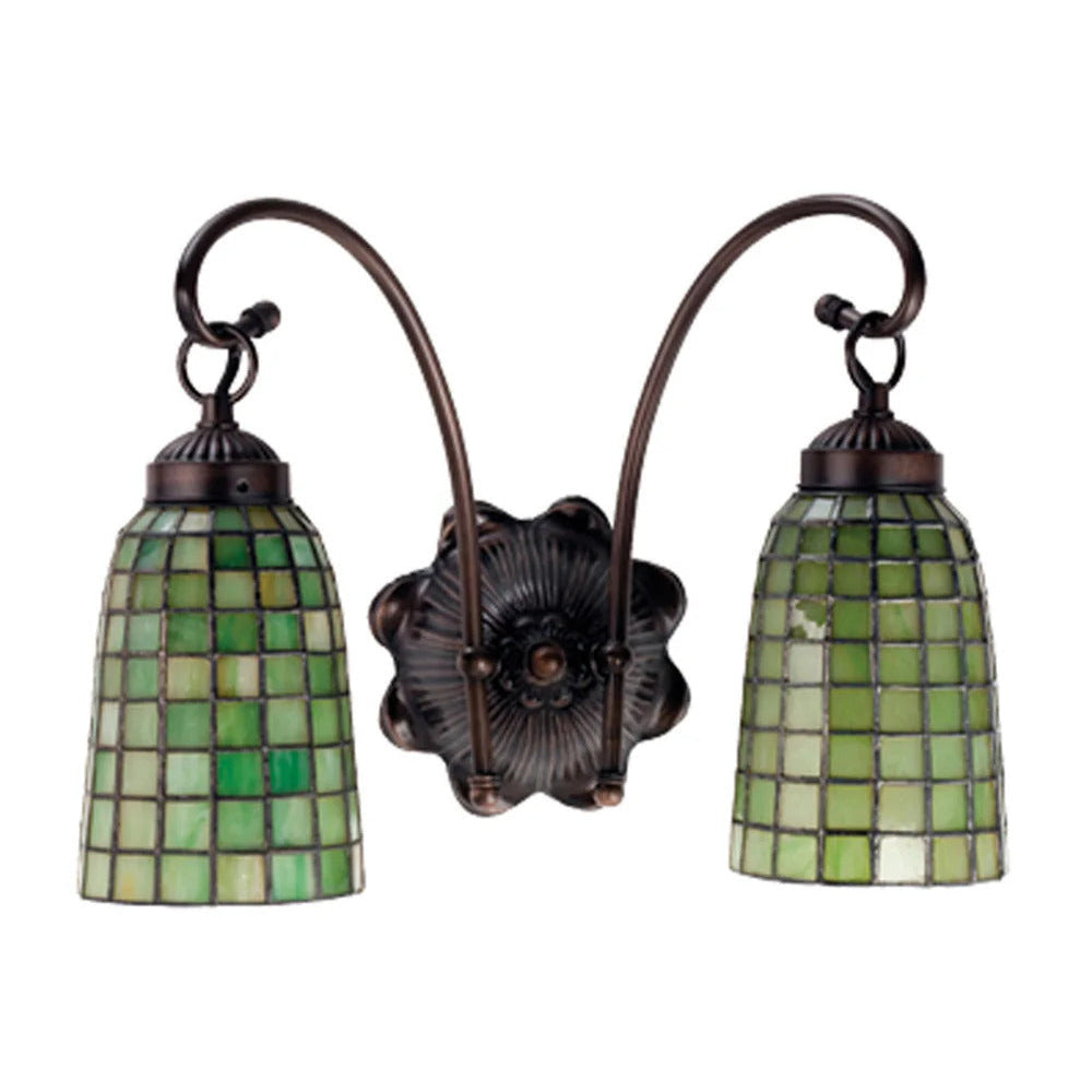 Terra Verde Two-Light Wall Sconce – Handmade Stained Glass