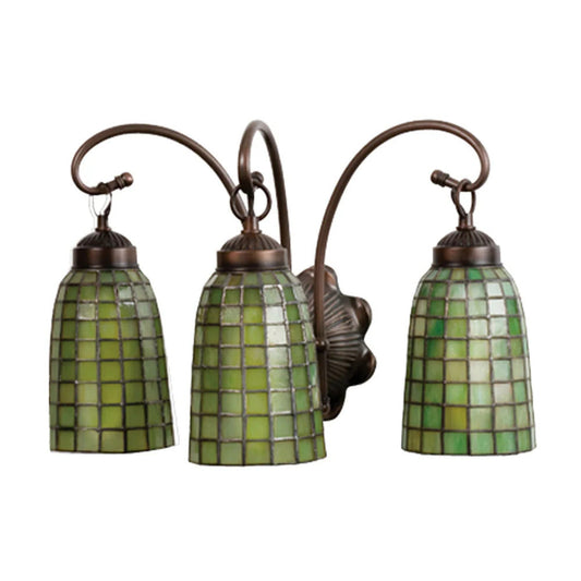 Terra Verde Three-Light Wall Sconce – Handmade Stained Glass